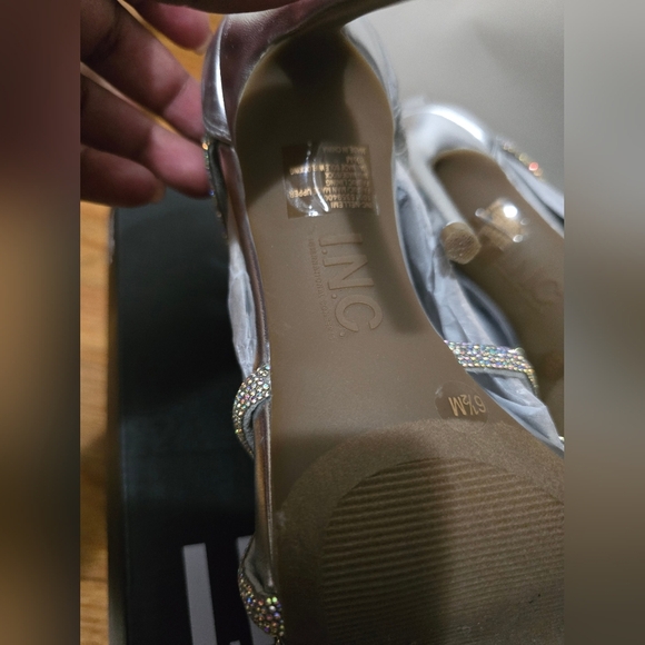 INC International Concepts Glittering Silver Heels - Picture 10 of 15